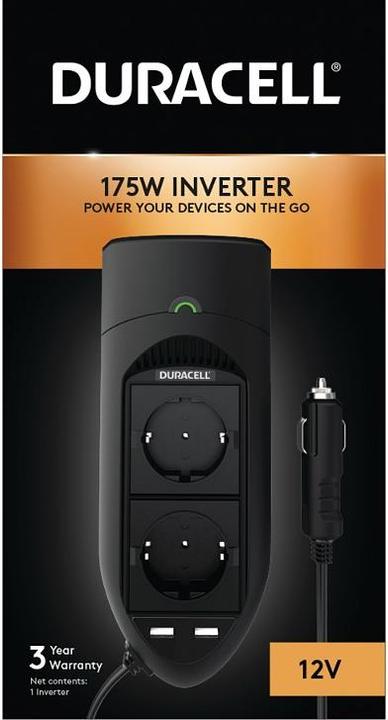 Actual product image Duracell 175W Twin EU Socket Inverter