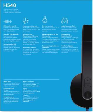 Immagine prodotto Logitech Cuffie USB per computer H540 (Cablato, USB-A)