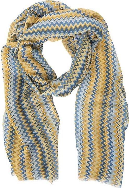 Changemaker Schal Curves 60%CO 20%Leinen 20%CMD 100x200cm gelb/blau