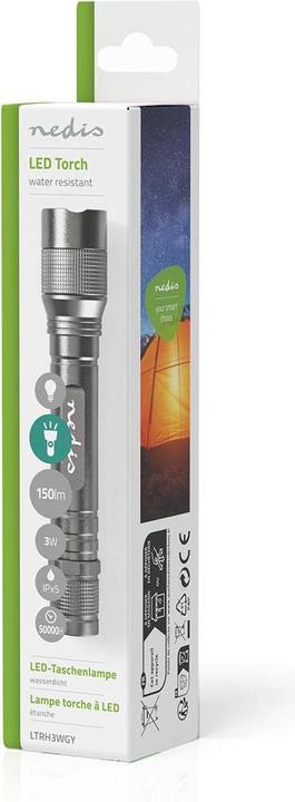 Immagine prodotto Nedis Torcia LED, Premium, 150lm - argento (2.90 cm, 150 lm)