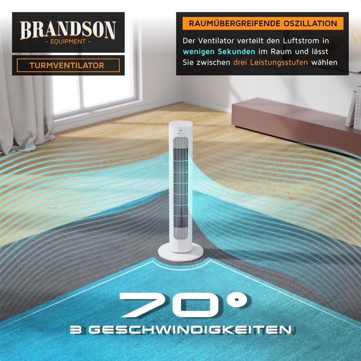 Actual product image Brandson Turmventilator, Fernbedienung, sehr leise, Oszillation, 3 Modi, Timer, 50 W, Standventilator 76cm (48 dB)