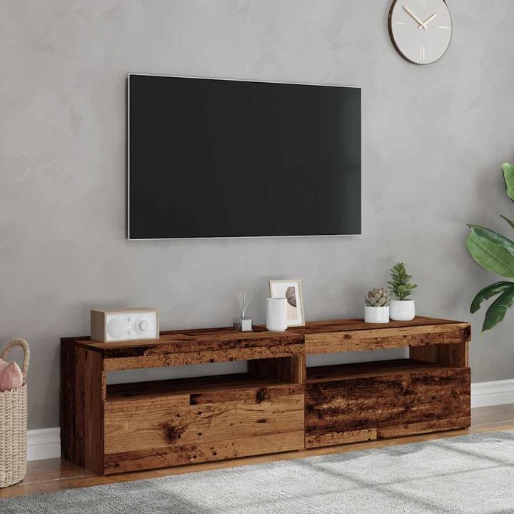 Immagine prodotto VidaXL TV Schrank Lowboard Fernsehschrank Fernsehtisch LED 2 Stk. Altholz-Optik (75 x 35 x 40 cm)