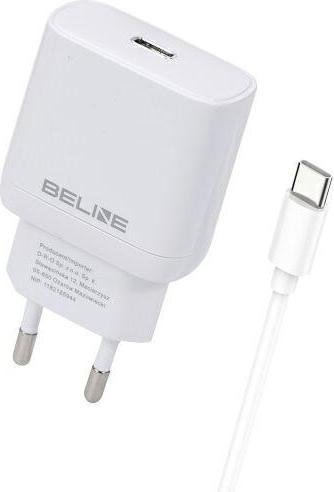 Produktbild Beline Ład. siec. 1x USB-C 30W + kabel USB-C biała /white PD 3.0 BLNCW30C (30 W)