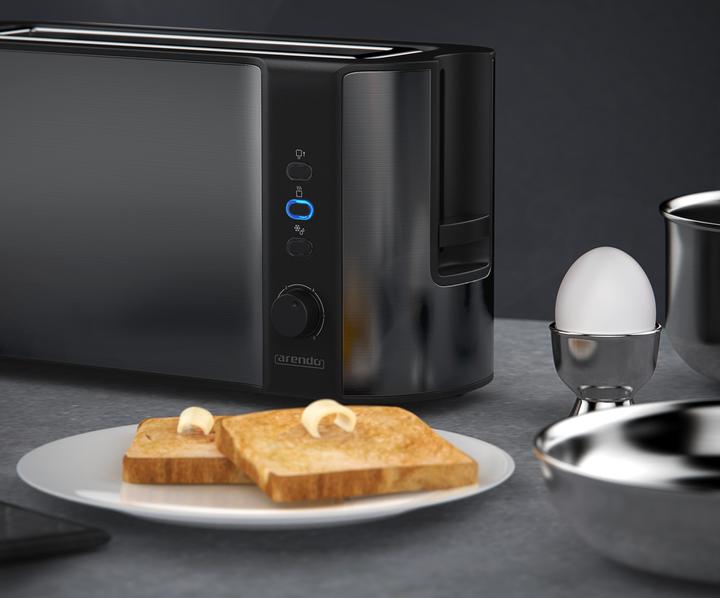 Actual product image Arendo Toaster stainless steel 2 slices long slot, double wall, display with remaining time indicator, bun