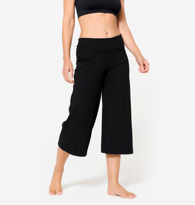 Kimjaly Yoga Caprihose Damen hoher Bund - tiefschwarz