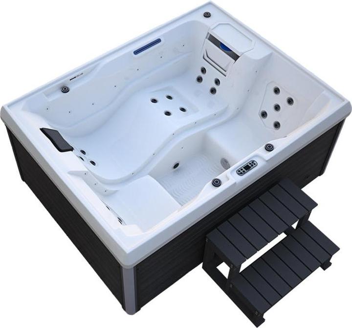 Immagine prodotto Home Deluxe Idromassaggio da esterno HOME-STAR, 24 getti massaggianti LED, gradini e copertura termica, 3 (3 pers.)