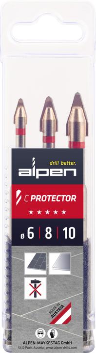 Actual product image Alpen Set of 3 shafts for very hard roller plates, porcelain and glass 6 mm, 8 mm, 10 mm C PROTECTOR (6, 8, 10 mm)
