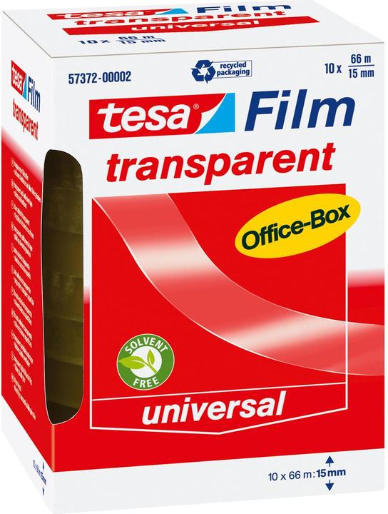Image du produit tesa 10x tesafilm TRANSPARENT - à forte adhérence - résistant au vieillissement et à la déchirure (15 mm)
