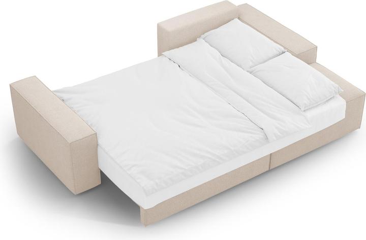Actual product image Micadoni Bouclé Right Corner Sofa With Bed Function And Box, "Jodie", 3 Seats, 246x151x86 Made in Europe (Corner sofa)