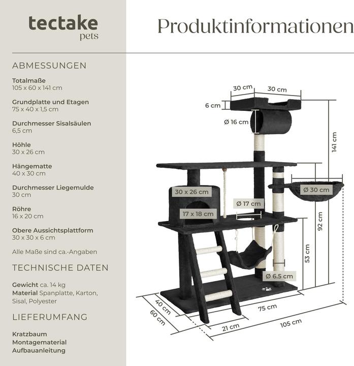 Produktbild tectake Marcel (141 cm, Schwarz)