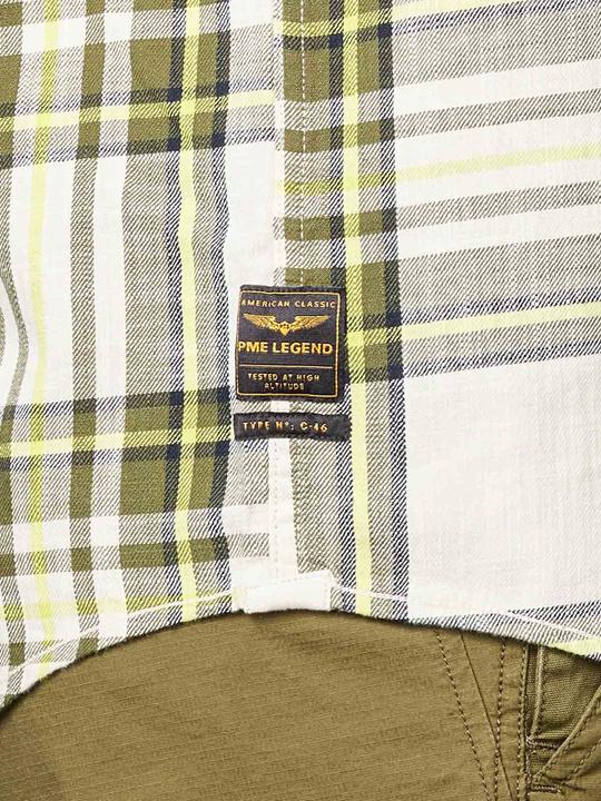 Actual product image Pme Legend Short Sleeve Shirt Slub Check Ruby Olivine (M)