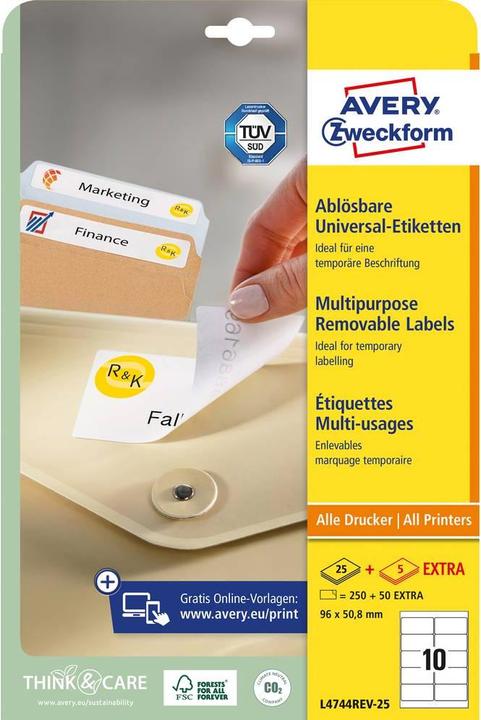 Actual product image Avery Universal labels