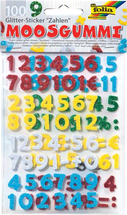 Actual product image Folia Foam rubber glitter stickers, numbers