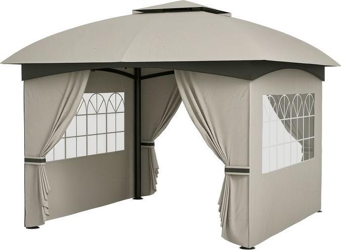 Immagine prodotto Swisshandel24 Pavillon ca. 3,4x3,4 m wasserabweisend, verzinkter Metallrahmen, Hellgrau (340 cm, 340 cm)