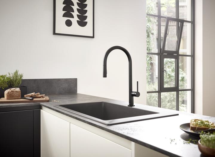 Productafbeelding hansgrohe Talis M54 wastafelmengkraan 210 (mat zwart), met uittrekbare vuistdouche