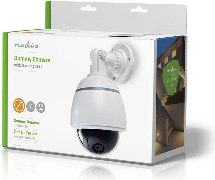 Immagine prodotto Nedis Telecamera di sorveglianza Dummy Dome IP44 a batteria per interni/esterni Bianco