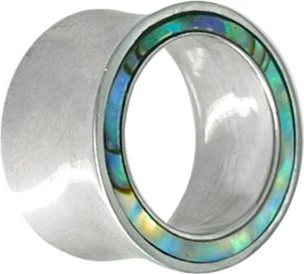 Produktbild Star Piercing Flared Tunnel silber mit Abalone Rand (Messing)