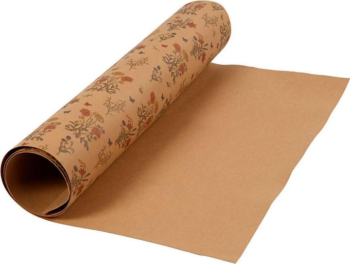 Produktbild Creativ Company Kunstlederpapier Braun mit Blumendruck, 1m (350 g/m², 1 x)