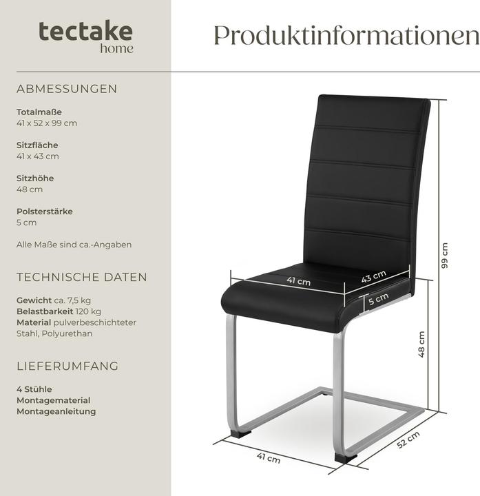 Immagine prodotto tectake 4 x sedia a dondolo