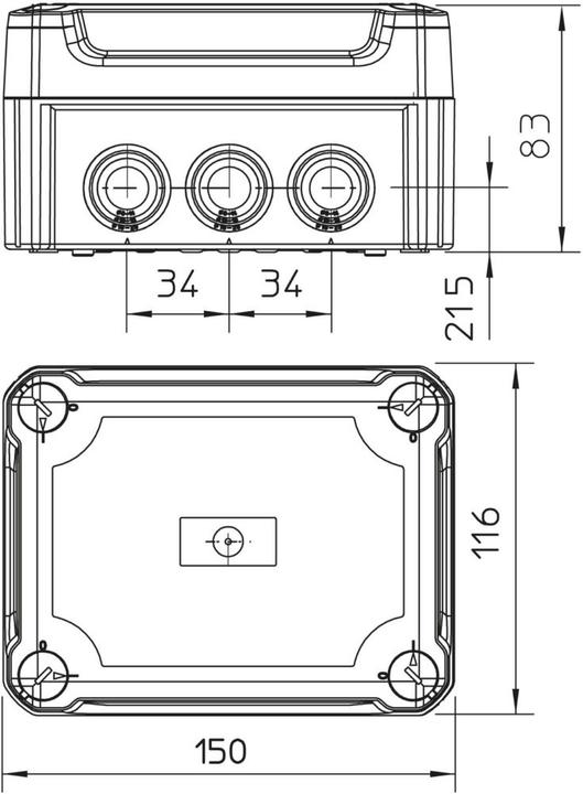 Actual product image OBO Bettermann OBO T 100 HD TR junction box with high transp. cover 150x116x83 light grey