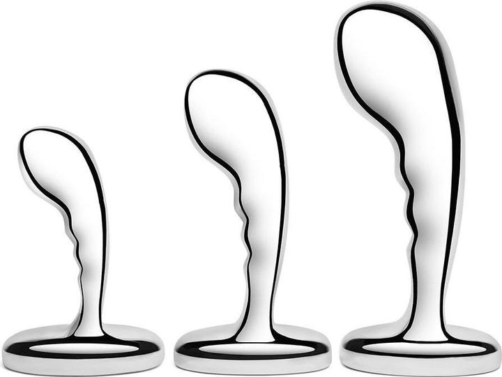 Actual product image Earthly Body b-Vibe Stainless Steel P-Spot Training Set: Anal Plugs for Progressive Stimulation