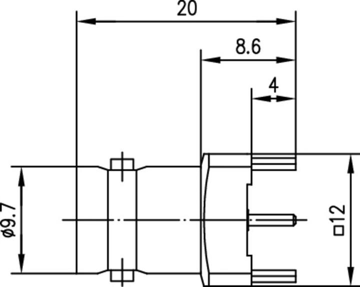 Actual product image Telegärtner BNC socket for printed circuits 50 Ohm, Z06, L=20mm