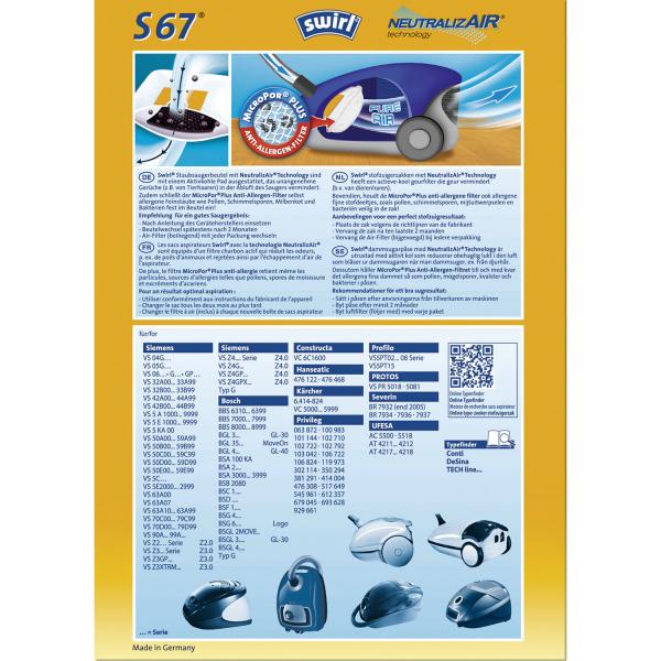 Produktbild Swirl S67 Universal Dust bag (4 x)