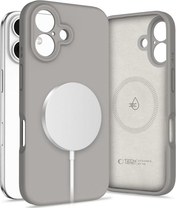Actual product image Tech-Protect Liquid Silicone MagSafe iPhone 16 Case - Gray (Apple iPhone 16)