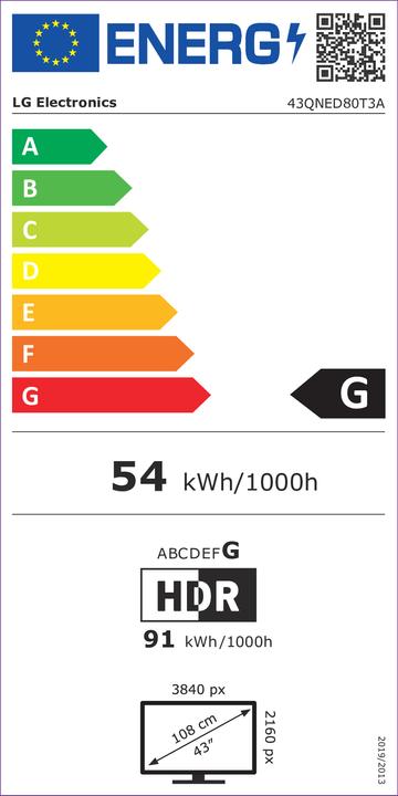 Energie-Label LG TV Set||43"|4K/Smart||webOS|43QNED80T3A (43", QNED80, QNED, 4K)