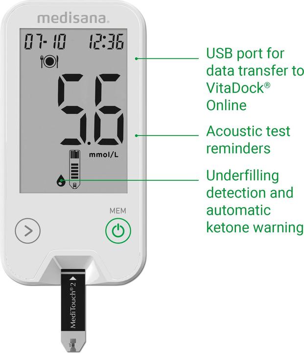 Actual product image Medisana MediTouch 2 mg/dL (Glucose monitors)
