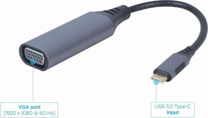 Image du produit Gembird CableXpert Adaptateur d'écran USB Type-C, VGA (USB-C, VGA, 2.50 cm)