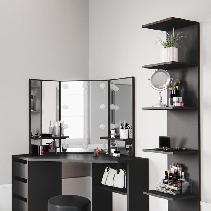 Produktbild Vicco Wandregal Paolo, Schwarz, 28 x 190 cm 2er Set