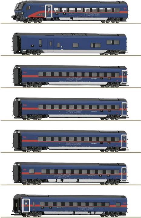 Produktbild Roco H0 Ro 7er-Set Nightjet, ÖBB (Dc) (Spur VI)