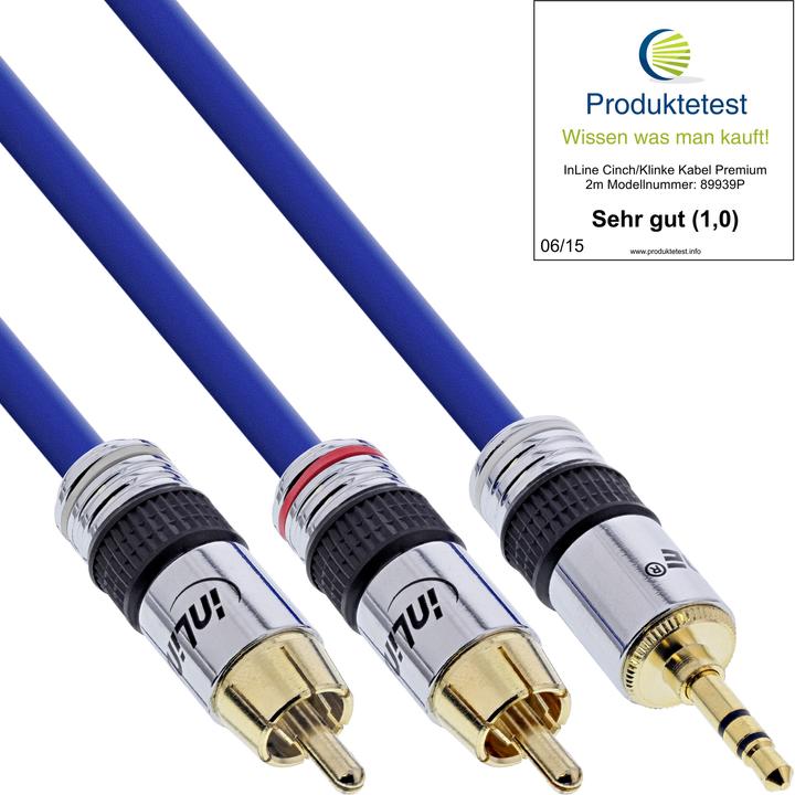 InLine Cinch/Klinke Kabel, 2x Cinch St an 3,5mm Klinke (3 m, Cinch, 3.5mm Klinke (AUX))