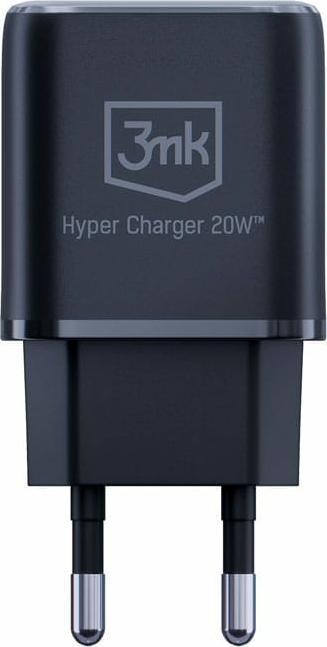 Produktbild 3MK HyperCharger 20W 1xUSB-C + 1xUSB-A ładowarka sieciowa PD/QC czarna/black (20 W)