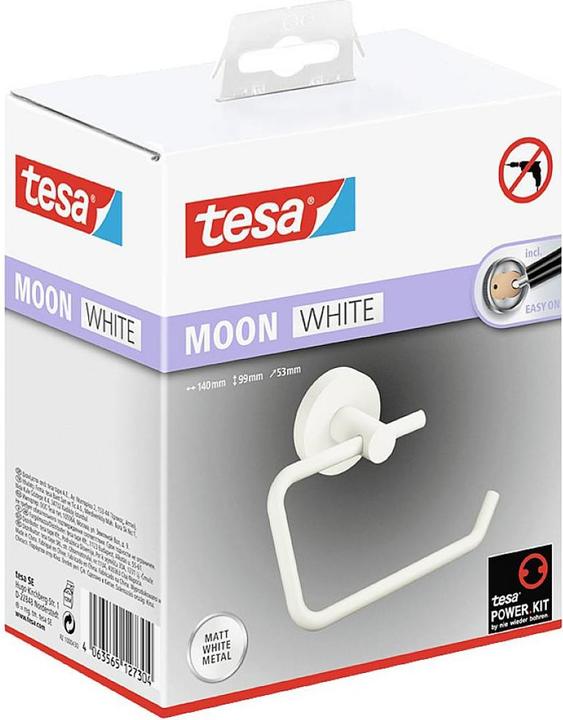 Image du produit tesa MOON WHITE Support de rouleau de papier toilette avec solution adhésive sans perçage