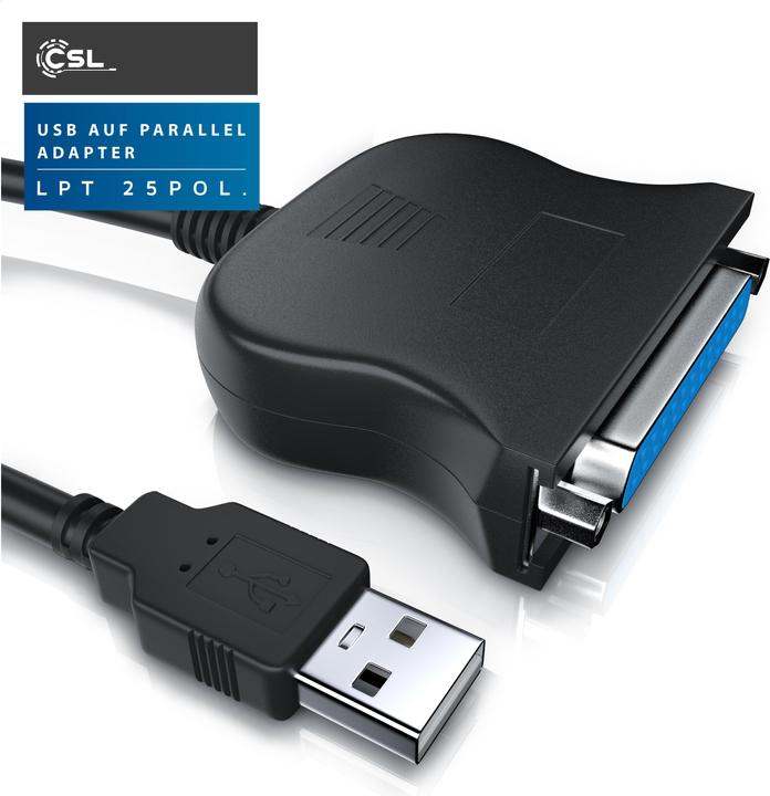 Produktbild CSL USB A auf Parallel Adapter LPT 25pol. - D-SUB DE 25 zu USB Typ A, 90 cm, Druckerkabel, Adapterkabel (1 m, Parallel (Drucker))