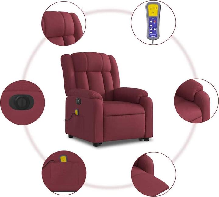 Immagine prodotto VidaXL Poltrona massaggiante con ausilio stand-up poltrona TV elettrica tessuto rosso vino