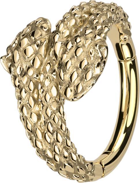 Produktbild Star Piercing Micro Segmentring klappbar vergoldet doppelter Schlangenkopf (ohne Messing, Chirurgenstahl 316L)