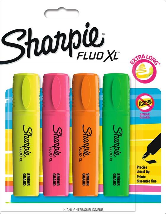Sharpie Highligther Fluo XL 4er G/O/P/G (Pink, Orange, Gelb, Grün, 5 mm)