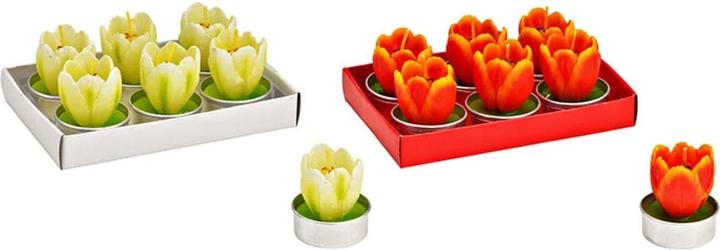 G. Wurm Bougie chauffe-plat Tulipe 4x7x4cm Set de 6, en cire multicolore 2 fois, (L/H/P) 14x6x9cm (6 pcs)