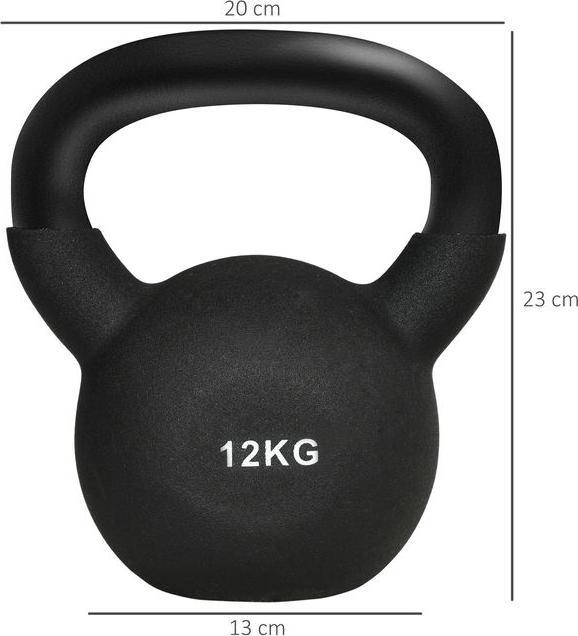 Produktbild Swisshandel24 12 KG Kettlebell Kugelhantel aus Gusseisen mit Neoprenbeschichtung Bodenschonende Schwunghantel Gewi (1 x 12 kg)