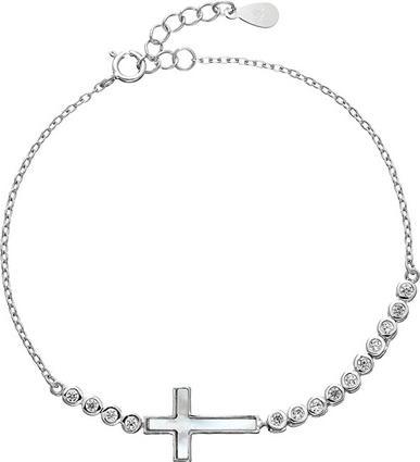 Evolution Group Gentle silver bracelet with zircons Cross 13016.1 (L)
