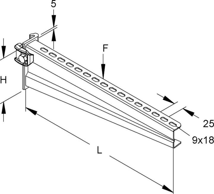 Actual product image Niedax NIE KTTS500 outrigger heavy 150x530mm 5,0 kN with pre-mounted clamp