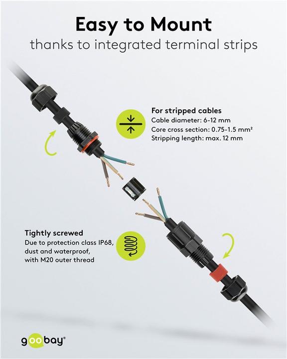 Actual product image Goobay cable connector IP68