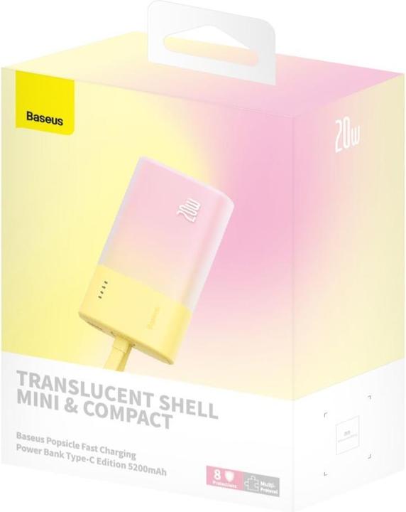 Actual product image Baseus Popsicle 5200mAh 20W Powerbank with Built-in Lightning Cable (+ White Simple USB-C - U (5200 mAh, 20 W)