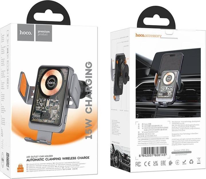 Image du produit Hoco 2 en 1 QI sans fil Fast Charge Support de charge pour voiture