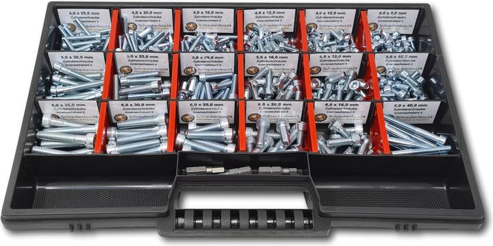 Schraubenbox24 Zylinderkopfschrauben Sortiment M4-M5-M6 // 8mm-40mm 375 tlg. SchraubenboxDIN912 (375 Schrauben pro Stück)