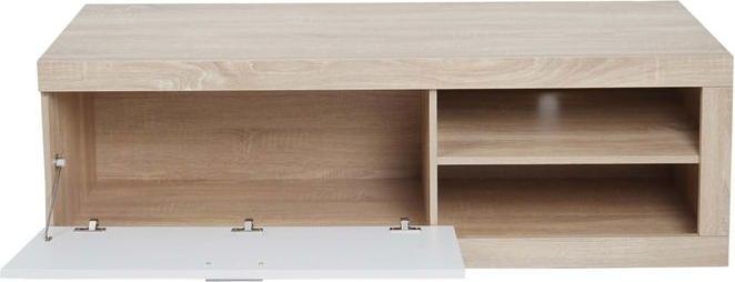Image du produit Mendler Rack TV HWC-L33, bois 43x140x41cm Compartiment de rangement, aspect chêne, blanc