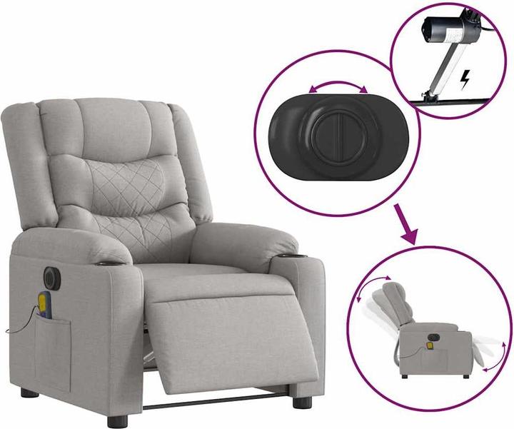 Produktbild VidaXL Massagesessel Elektrisch Wolkengrau Stoff